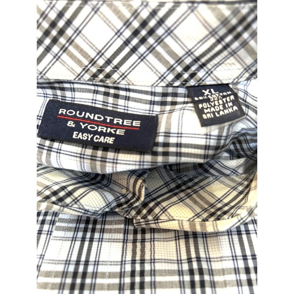 Roundtree & Yorke Easy Care Mens Shirt Button Down Blue Plaid Long Slvs Size XL - Picture 5 of 6